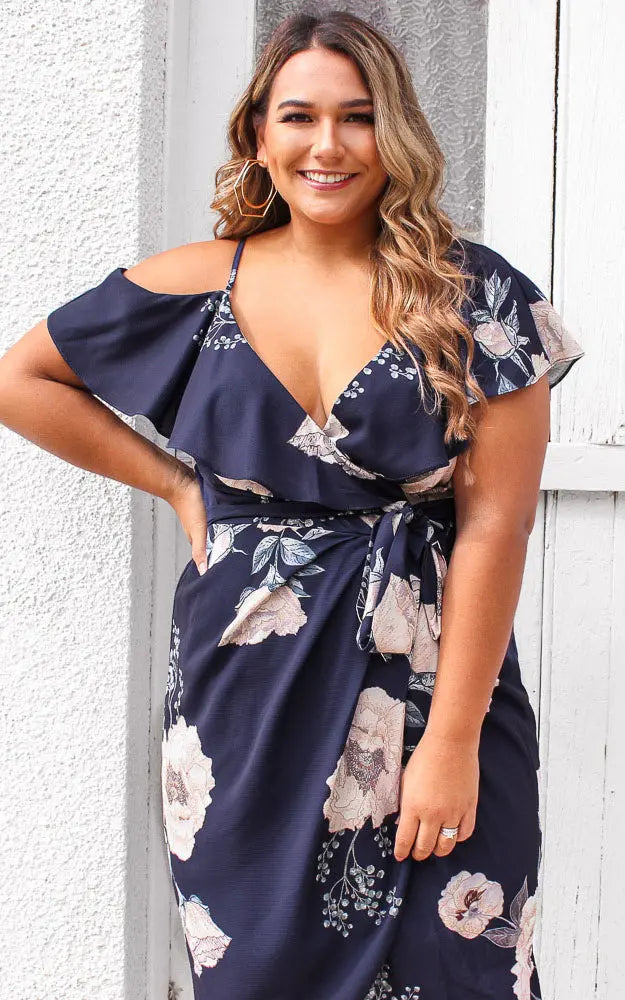 Portia Midi Dress - Navy Floral Aussiehomedecor