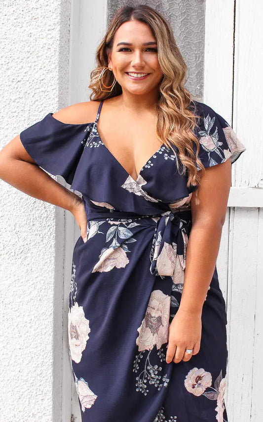 Portia Midi Dress - Navy Floral Aussiehomedecor