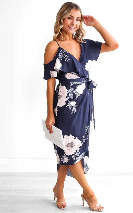 Portia Midi Dress - Navy Floral Aussiehomedecor