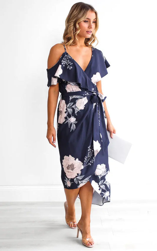 Portia Midi Dress - Navy Floral Aussiehomedecor