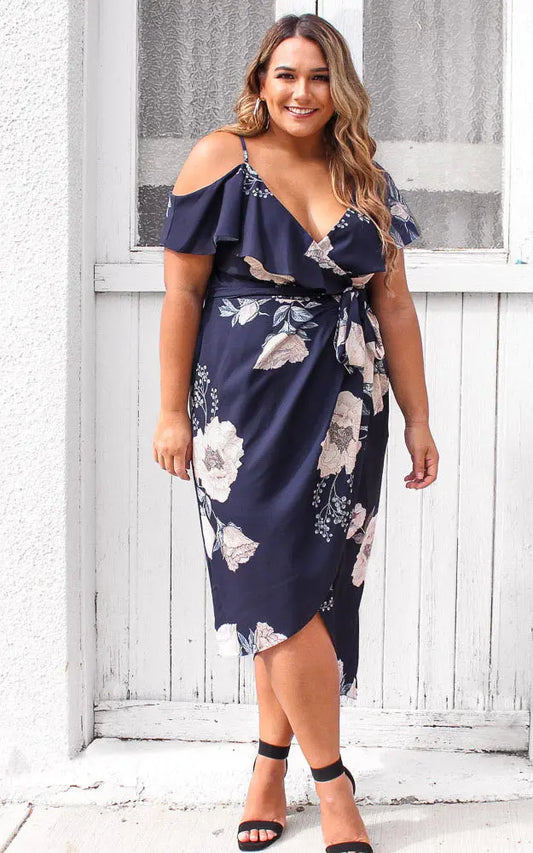 Portia Midi Dress - Navy Floral Aussiehomedecor