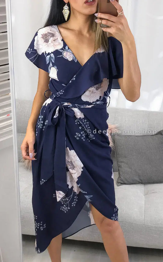 Portia Midi Dress - Navy Floral Aussiehomedecor