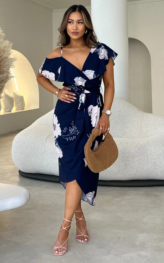 Portia Midi Dress - Navy Floral Aussiehomedecor