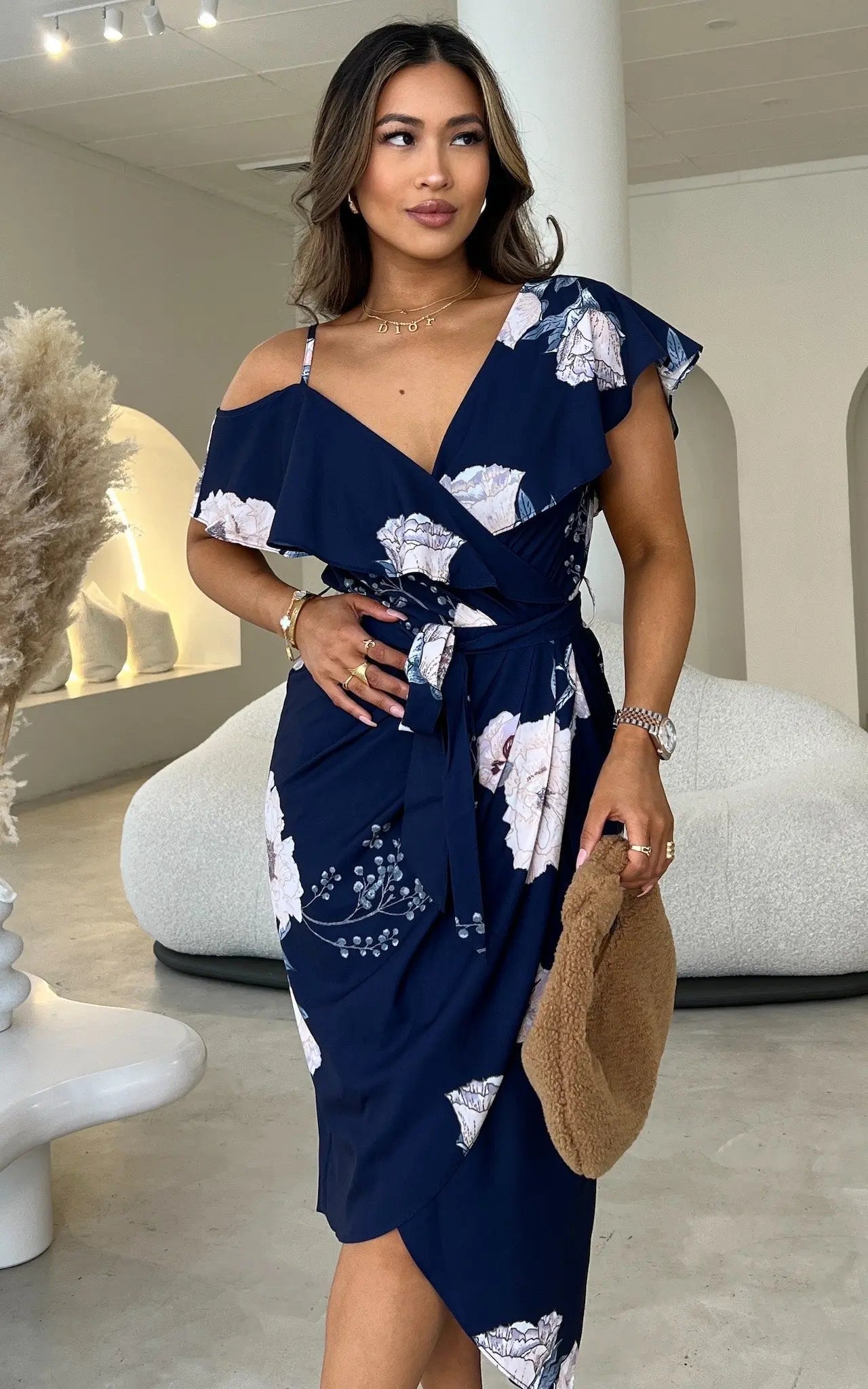 Portia Midi Dress - Navy Floral Aussiehomedecor