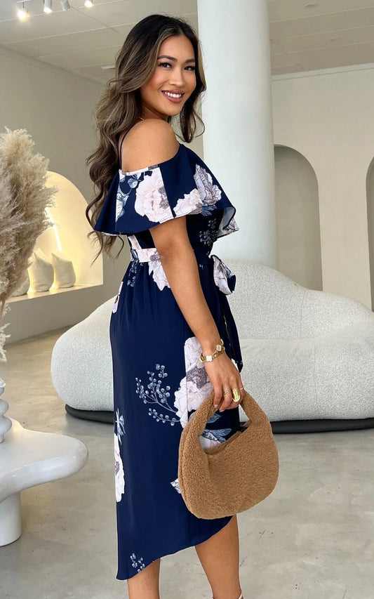 Portia Midi Dress - Navy Floral Aussiehomedecor