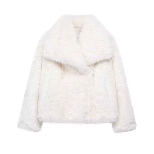 TRAFZA™ Women's Cropped Faux Fur Jacket - Aussie Home Decor