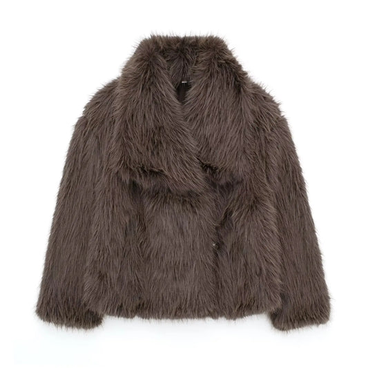 TRAFZA™ Women's Cropped Faux Fur Jacket - Aussie Home Decor
