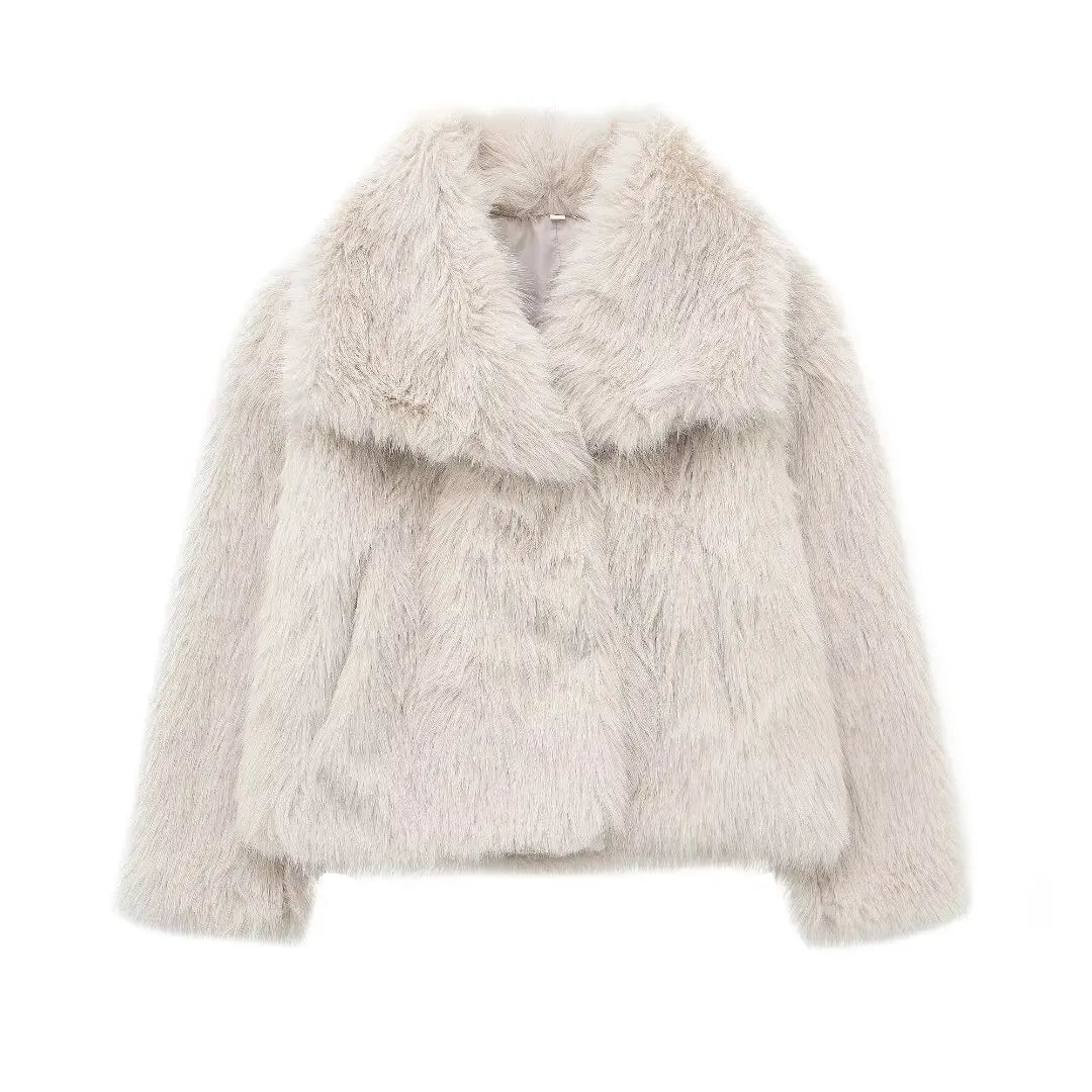 TRAFZA™ Women's Cropped Faux Fur Jacket - Aussie Home Decor
