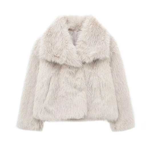 TRAFZA™ Women's Cropped Faux Fur Jacket - Aussie Home Decor