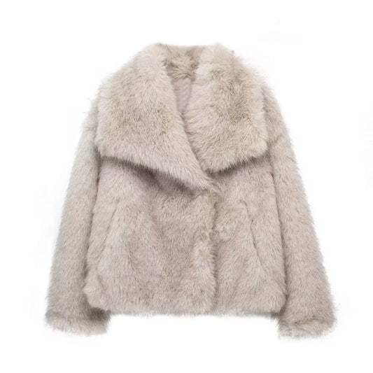 TRAFZA™ Women's Cropped Faux Fur Jacket - Aussie Home Decor