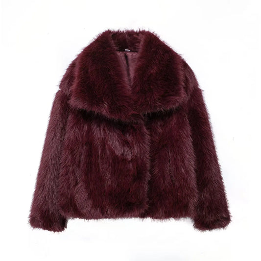 TRAFZA™ Women's Cropped Faux Fur Jacket - Aussie Home Decor