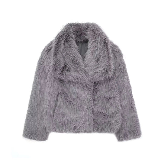 TRAFZA™ Women's Cropped Faux Fur Jacket - Aussie Home Decor