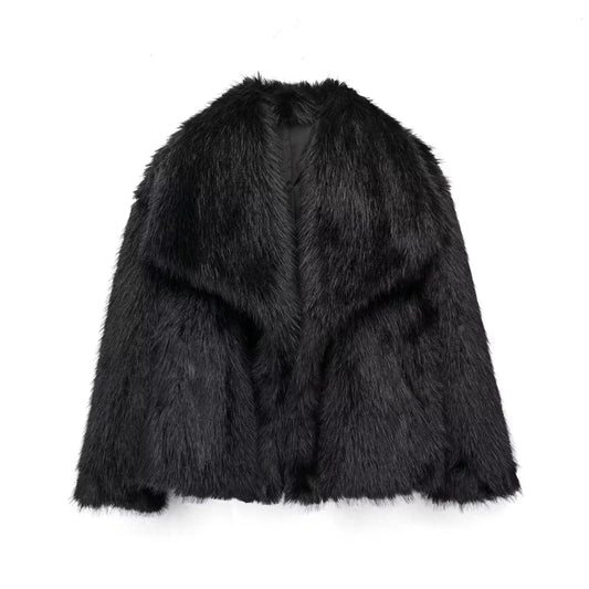TRAFZA™ Women's Cropped Faux Fur Jacket - Aussie Home Decor