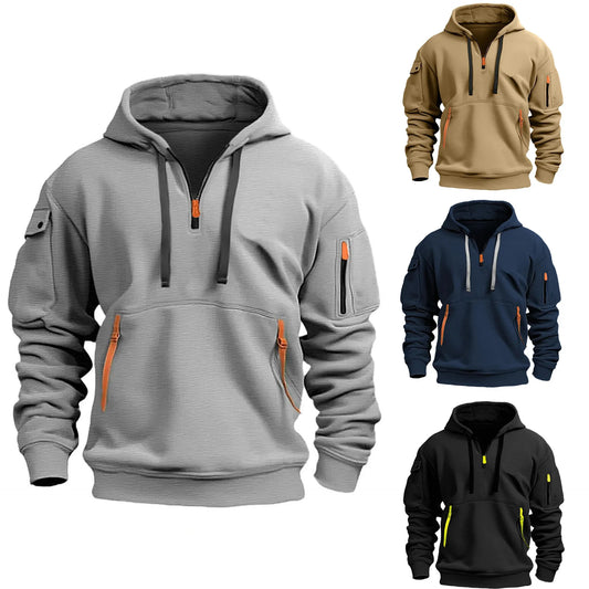 FusionFlex™ 2024 Unisex Fleece Pullover – Multi-Pocket Zipper Hoodie - Aussie Home Decor