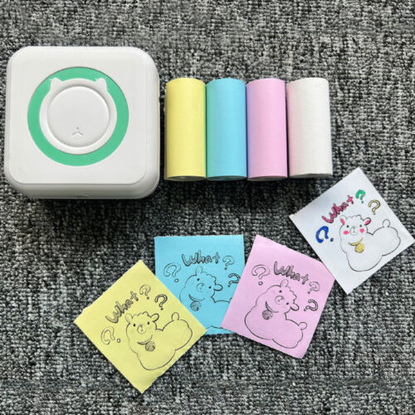 Mini Thermal Printer Photo Bluetooth Wireless Mini Pocket + Sticker Paper Notes