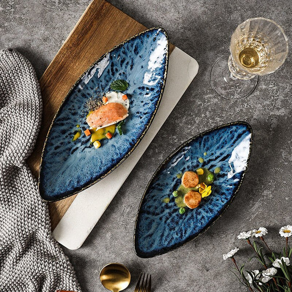 Japanese Style Ins Wind Plate Shaped Ceramic Dinner Plate Creative Fish Plate Sushi Plate Restaurant Dim Sum Plate